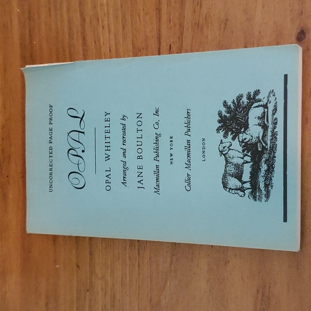 Vtg, 1976, UNCORRECTED PAGE PROF OPAL - Opal Whiteley, Paperback